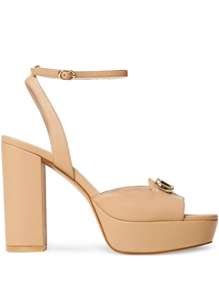  Twinset 120mm Leather Sandals - Brown 