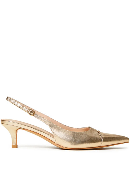  Twinset 50mm Leather Slingback Pumps - Gold 