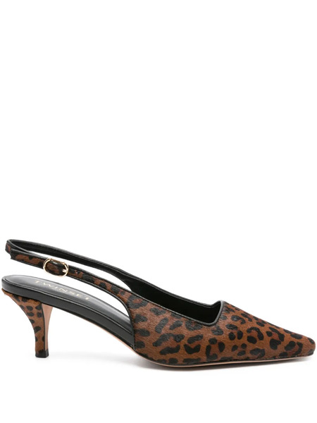  Twinset 70mm Slingback Leopard Pumps - Brown 