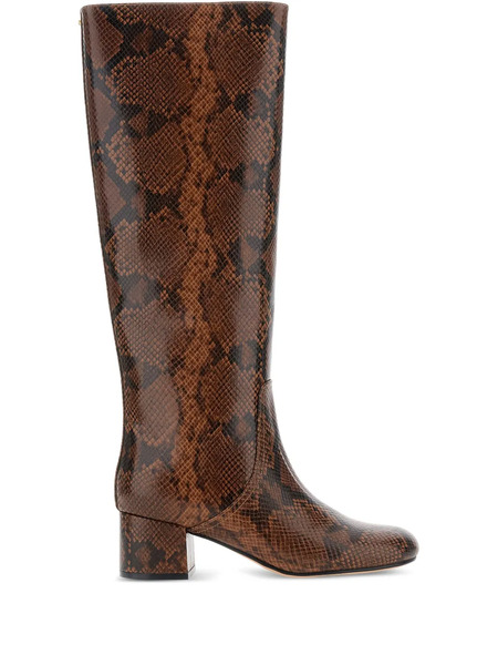  Twinset 50mm Snake-print Block-heel Boots - Brown 