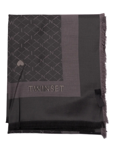  Twinset Monogram Frayed Scarf - Black 