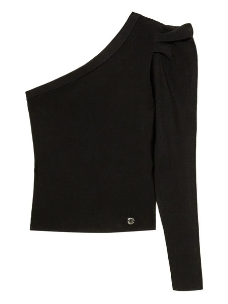  Twinset One-shoulder Draping Top - Black 
