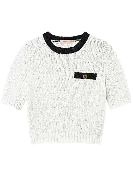  Twinset Oval T Button Cropped Jumper - Multicolour 