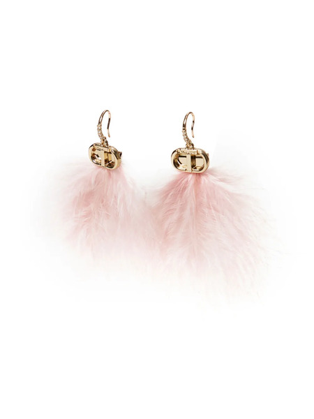  Twinset Oval T Feather Earrings - Gold 