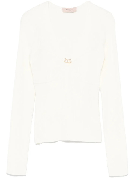  Twinset Oval T-plaque Top - White 