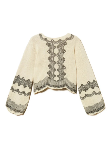  Twinset Patterned Knitted Top - Neutrals 