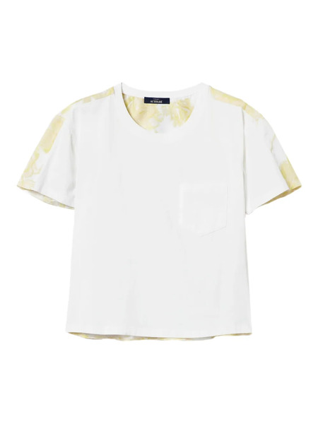  Twinset Patterned-panel T-shirt - 12476_bic.papers/yellow Pear Roses 
