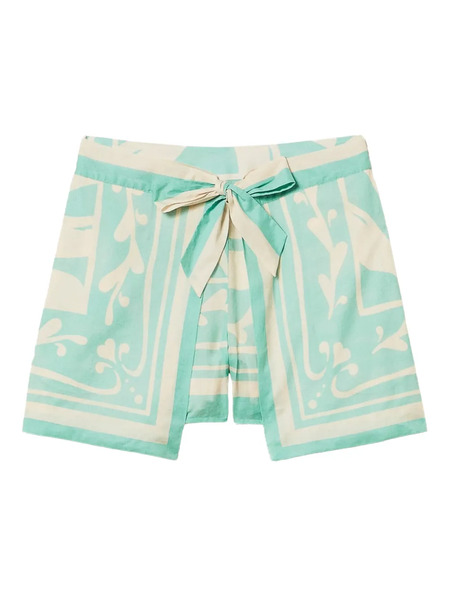  Twinset Patterned Tie-waist Shorts - Green 