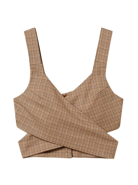  Twinset Plaid-pattern Cropped Blouse - Brown 