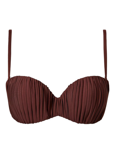  Twinset Pleated Bandeau Bikini Top - Brown 