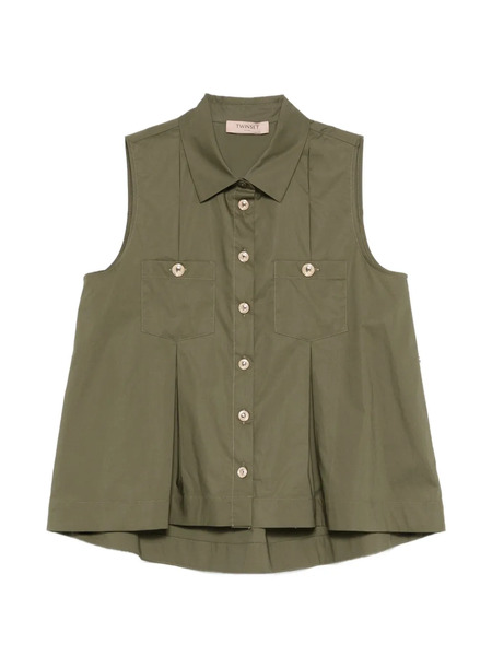  Twinset Pleated Patch-pocket Shirt - Green 