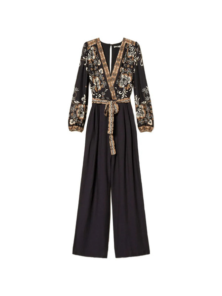  Twinset Printed Tie Jumpsuit - Black 