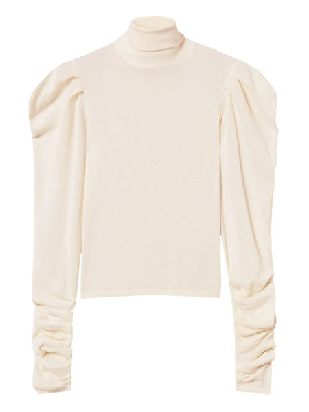  Twinset Puff-sleeve Turtleneck Sweater - White 