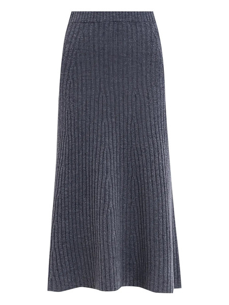  Twinset Ribbed Flared Midi Skirt - Grey 