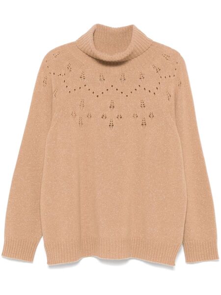  Twinset Roll-neck Lurex Jumper - Brown 