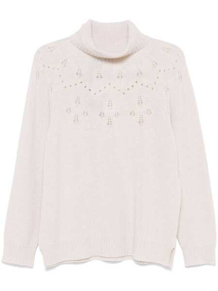  Twinset Roll-neck Lurex Jumper - White 