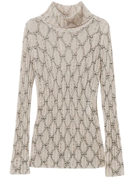  Twinset Roll-neck Printed Sweater - Neutrals 