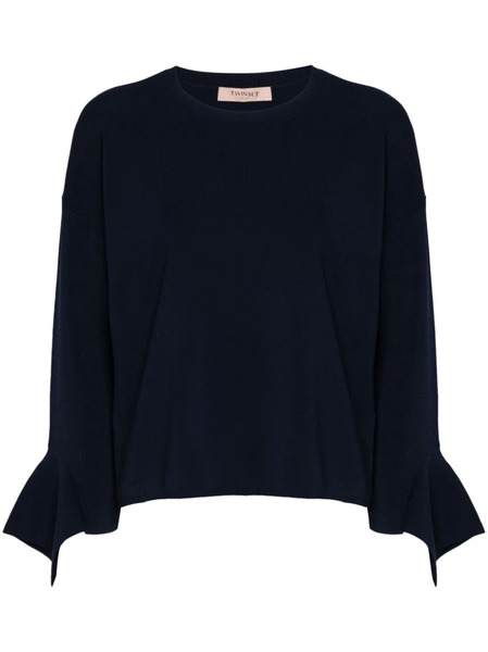  Twinset Ruffled Crew-neck Sweater - Blue 