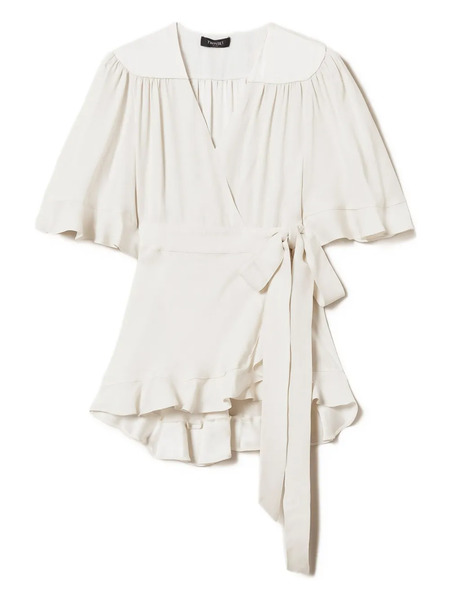  Twinset Ruffled Wrap Blouse - White 