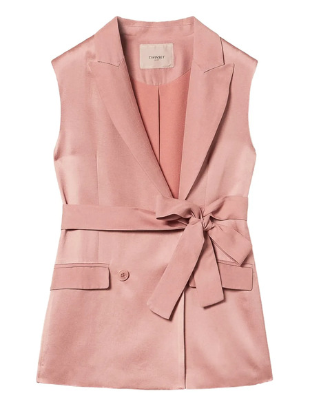  Twinset Satin Belted Blazer - Pink 