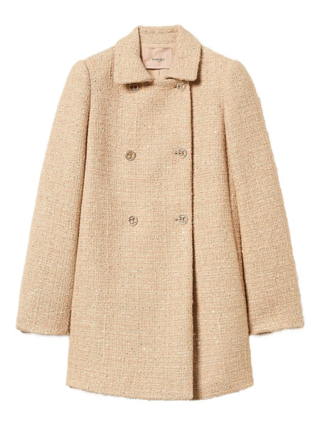  Twinset Sequin-embellished Bouclé Coat - Neutrals 