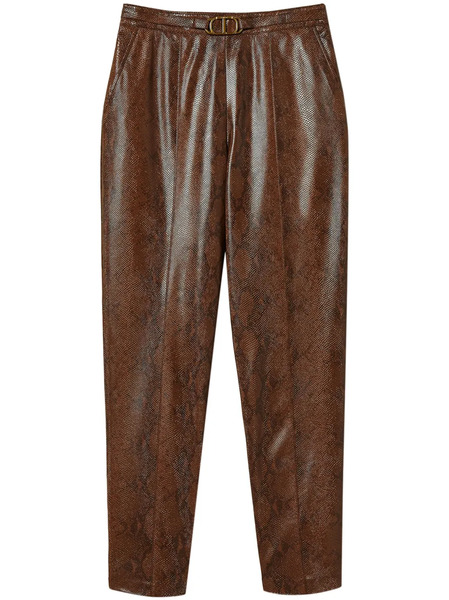  Twinset Snake-effect Cropped Trousers - Black 