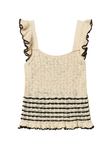  Twinset Striped-detail Ruffled Blouse - Neutrals 