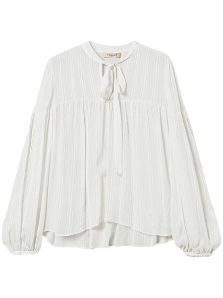  Twinset Striped Jacquard Blouse - White 