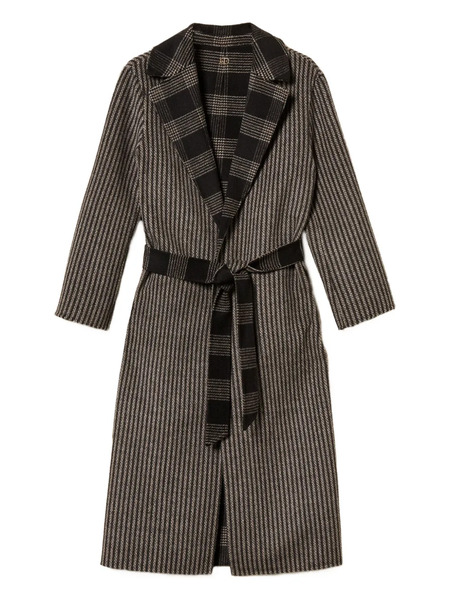  Twinset Striped-pattern Reversible-design Coat - Black 