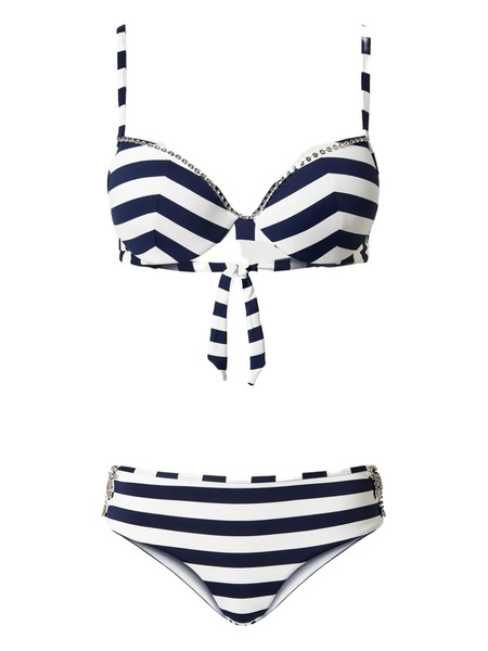  Twinset Striped Push-up Bikini Set - White 