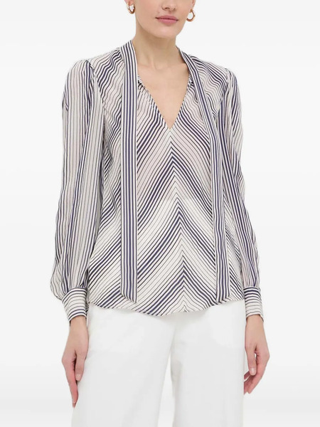  Twinset Striped Tie-neck Blouse - Neutrals 