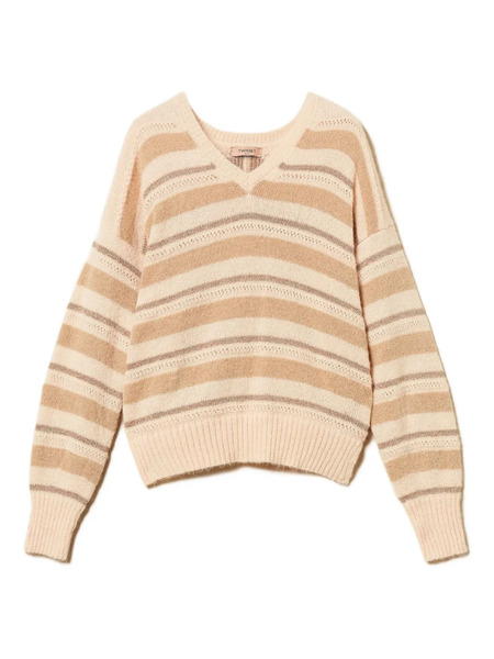  Twinset Striped V-neck Sweater - Neutrals 