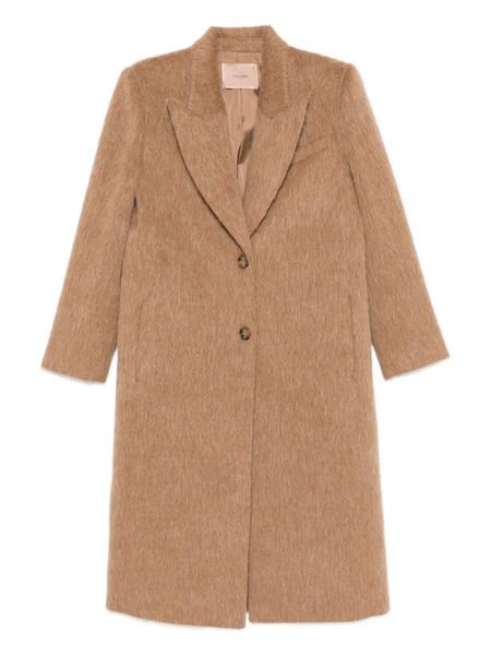  Twinset Textured Single-breasted Coat - Neutrals 