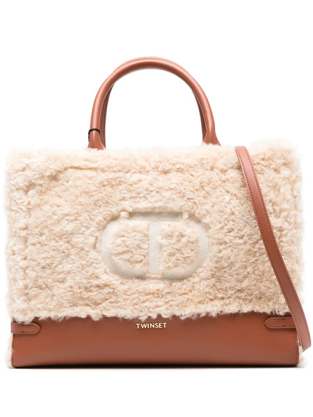  Twinset Textured Top-handle Tote Bag - Neutrals 
