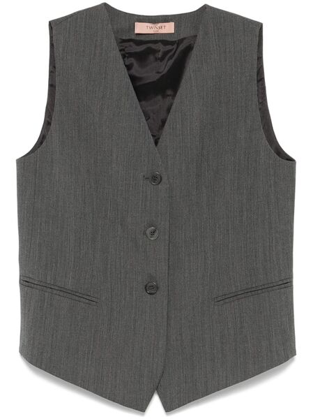  Twinset Textured Waistcoat - Grey 