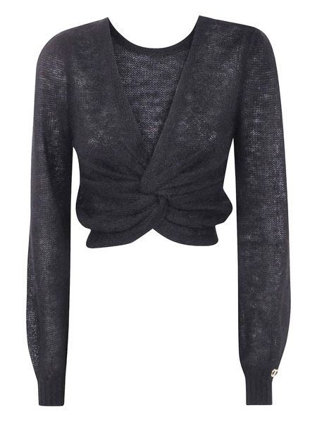  Twinset Twist-front Cropped Sweater - Black 