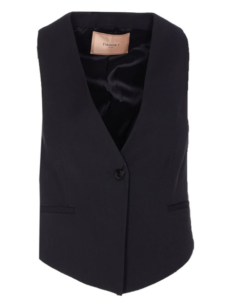  Twinset V-neck Buttoned Waistcoat - Black 