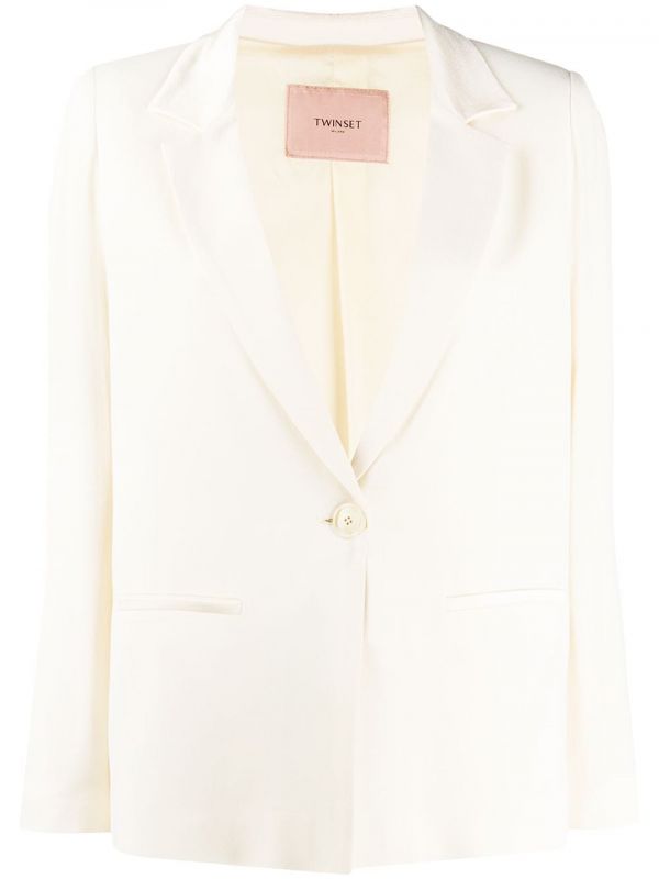  Twinset V-neck Cropped Sleeve Blazer - Neutrals 