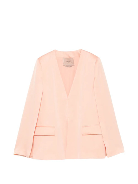  Twinset V-neck Pockets Blazer - Orange 