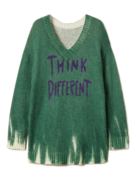  Twinset V-neck Print Sweater - Green 