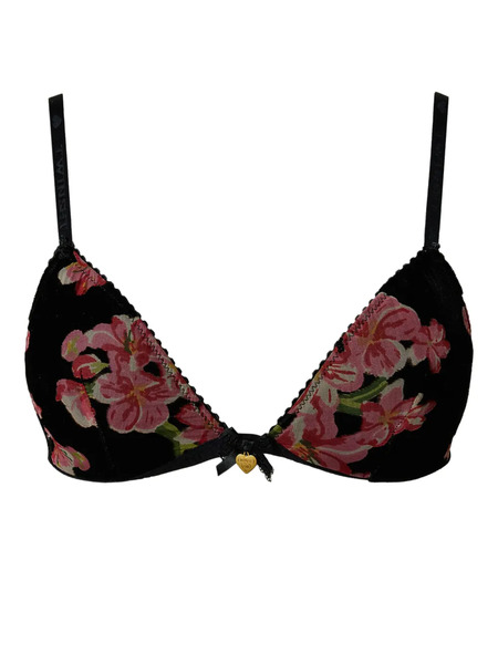  Twinset Velvet Triangle Bra - Black 