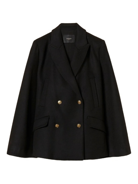  Twinset Wool-blend Double-breasted Coat - Black 