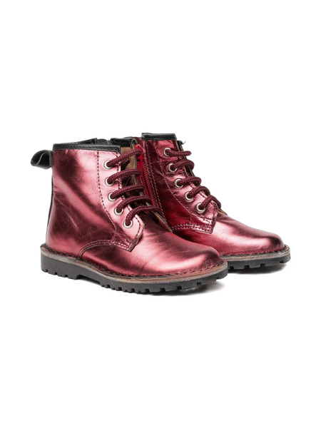  Two Con Me By Pépé Lace-up Laminated Ankle Boots - Red 
