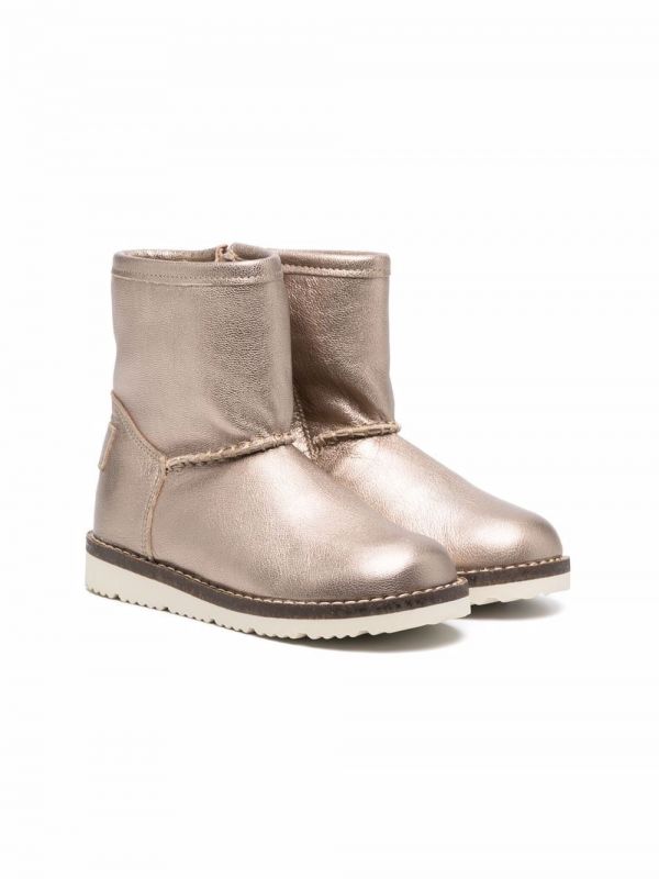  Two Con Me By Pépé Metallic Shearling-lining Boots - Gold 
