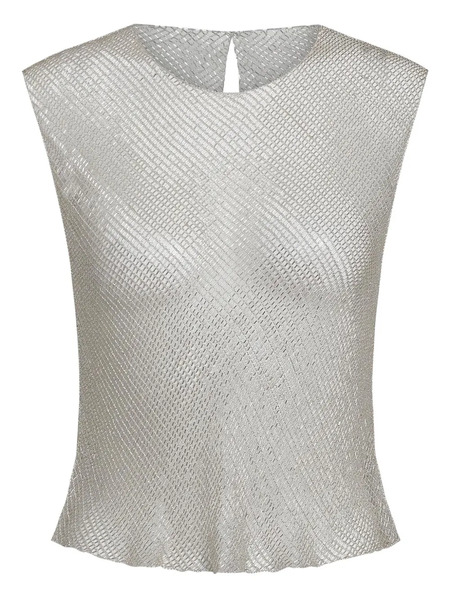  Twp Chloe Beaded Mesh Top - Silver 