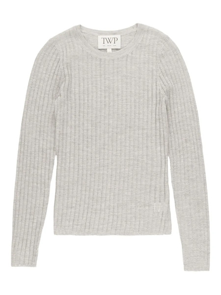  Twp Ribbed Crew-neck Top - Grey 
