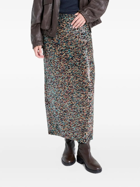  Twp Sylkie Patterned Long Skirt - Brown 