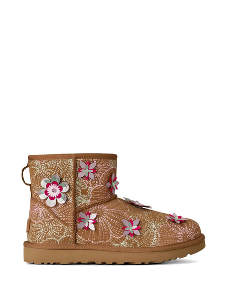  Ugg Classic Mini Floral-appliqué Boots - Brown 
