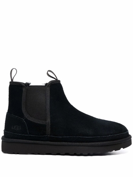  Ugg Debossed-logo Shearling Ankle Boots - Black 