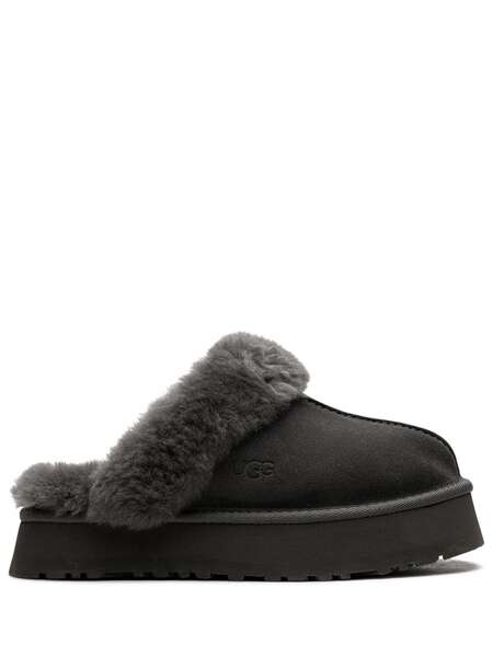  Ugg Disquette Shearling Platform Slippers - Grey 